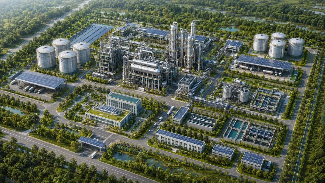 Aerial site plan rendering of the Phase III waste mineral oil regeneration project